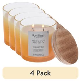 (4 pack)and Lemon Balm and Cedar Scented 2-Wick Ombre Jar Candle 12oz.