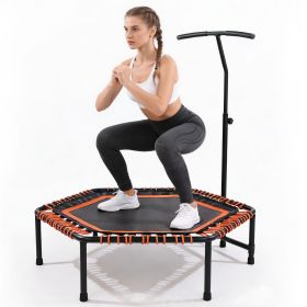 48" Mini Rebounder for Adults with Adjustable Handle Bar, Bungee Ropes, Stable & Quiet, Indoor Outdoor, Whole-Body Workout & Relaxation ,Fitness Tramp