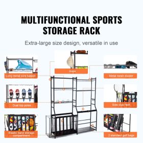 Golf Storage Garage Organizer, 2 Golf Bag Storage Stand Holder and Other Sports Equipment Storage Rack, Outdoor Steel Ball Cart