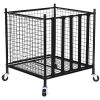 Rolling Sports Ball Storage Cart, Lockable Basketball Cage with Elastic Straps, Sport Equipment Holder Organizer for Indoor Outdoor