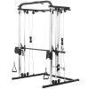 3-in-1 Home Gym Smith Machine Power Rack with Cable Crossover Pull up Station 16-Level Adjustable Squat Rack And Barbell Holder