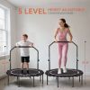 48" Rebounder Trampoline for Adults, Foldable Mini Trampoline with Adjustable Handle Bar for Indoor Outdoor, Pink