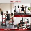 Adjustable Squat Rack, 660lbs Multi-Functional Bench Press Rack for Weight Lifting Home Gym Strength Training, Red