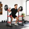 Adjustable Squat Rack, 660lbs Multi-Functional Bench Press Rack for Weight Lifting Home Gym Strength Training, Red