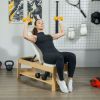 Wooden Adjustable Weight Bench with Dumbbell Rack, Flat or Incline Workout Bench for Home Gym Weight Lifting, White