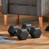 2 x 50lbs Hex Dumbbell Set of 2, Rubber Weights Exercise Fitness Dumbbell with Non-Slip Handles, Anti-roll, for Women or Men Home Gym Workout