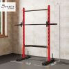 Squat Rack with Pull Up Bar and Barbell Bar Adjustable Bench Press Multi-Function Weight Lifting Half Rack, Red