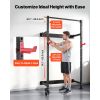 Folding Power Cage, Wall-Mounted Power Rack Squat Rack, Multifunctional Strength Training Workout Equipment with Landmine Holder, Adjustable J-Hooks &