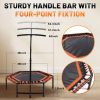 48" Mini Rebounder for Adults with Adjustable Handle Bar, Bungee Ropes, Stable & Quiet, Indoor Outdoor, Whole-Body Workout & Relaxation ,Fitness Tramp