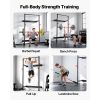 Folding Power Cage, Wall-Mounted Power Rack Squat Rack, Multifunctional Strength Training Workout Equipment with Landmine Holder, Adjustable J-Hooks &