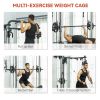 3-in-1 Home Gym Smith Machine Power Rack with Cable Crossover Pull up Station 16-Level Adjustable Squat Rack And Barbell Holder