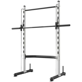 Squat Rack with Pull Up Bar and Barbell Bar Adjustable Bench Press Multi-Function Weight Lifting Half Rack, White (Color: White)