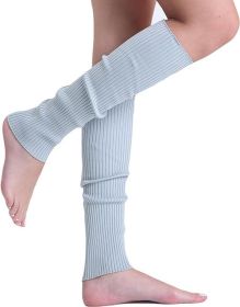1 Pair Women's Knitted Cotton Leg Warmers for Cold Weather 21 Inches (Color: Gray, size: One Size)