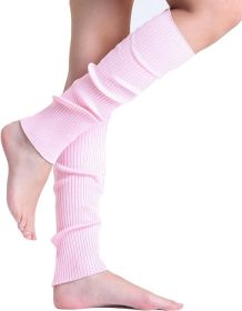 1 Pair Women's Knitted Cotton Leg Warmers for Cold Weather 21 Inches (Color: Pink, size: One Size)
