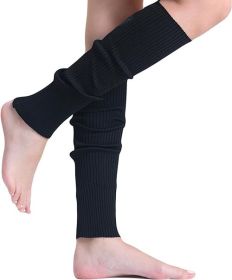 1 Pair Women's Knitted Cotton Leg Warmers for Cold Weather 21 Inches (Color: Black, size: One Size)