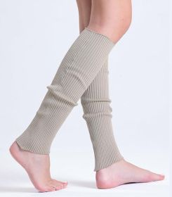 1 Pair Women's Knitted Cotton Leg Warmers for Cold Weather 21 Inches (Color: Beige, size: One Size)