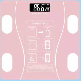 Body Fat Scale Smart Wireless Digital Bathroom Weight Scale Body Composition Analyzer With Smartphone App Bluetooth-compatible (Color: Pink)