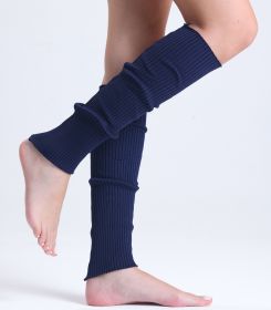 Knitted Leg Warmers Retro Style Knitted Retro Baggy Leg Warmer Boot Socks 1 Pair (Color: Navy)