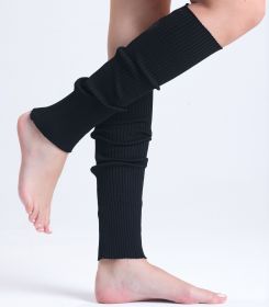 Knitted Leg Warmers Retro Style Knitted Retro Baggy Leg Warmer Boot Socks 1 Pair (Color: Black)