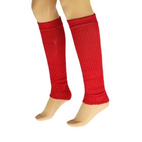 Cotton Leg Warmers Boot Socks Retro Style Knitted Retro Baggy Leg Warmer (Color: Red)