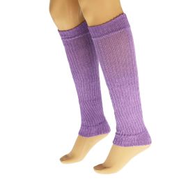 Cotton Leg Warmers Boot Socks Retro Style Knitted Retro Baggy Leg Warmer (Color: Purple)