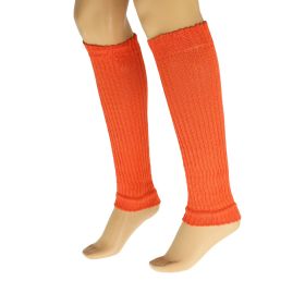 Cotton Leg Warmers Boot Socks Retro Style Knitted Retro Baggy Leg Warmer (Color: Orange)