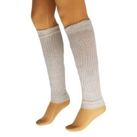 Cotton Leg Warmers Boot Socks Retro Style Knitted Retro Baggy Leg Warmer (Color: Ecru)