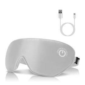 Cordless Heated Eye Mask Silk Sleep Eye Compress Mask For Dry Eyes Washable Type-C Electric Eye Heating Pad With 3 Temperature 20Mins Auto Off For Rel (Color: grey)