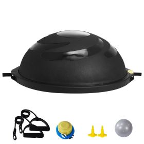 Half Exercise Ball Trainer, 26 inch Balance Ball Trainer, 1500lbs Capacity Stability Ball, Yoga Ball with Resistance Bands & Foot Pump, Strength Fitne (Top Non-Slip Texture: Crescent Pattern, Color: Black)