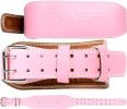 Pink Leather Weight Lifting Belt, Men & Women 4 Inch Wide Strength Training Belt Metal Buckle & Padded Lumbar Support Adjustable Workout  for Deadlift