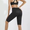 Black high waisted yoga pants, women's abdominal control fitness shorts, tight running pants for exercise and running, portable pocket design