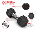 5lb 8lb 10lb 12lb 15lb Coated Rubber Hex Dumbbell, Pair of 2